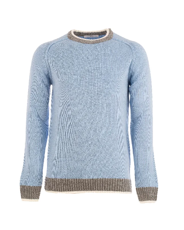 Men Regular Fit Pullover - Blue Boat Neck Sweater