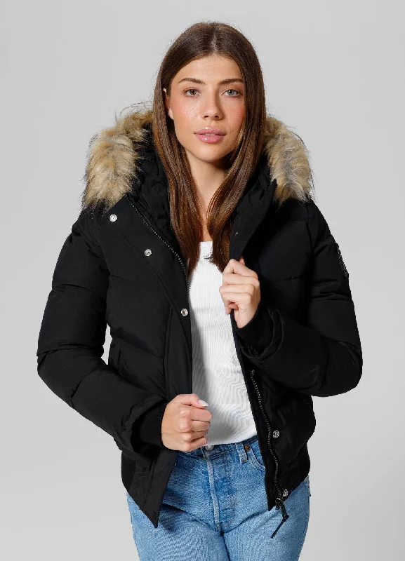 Women's winter hooded jacket Azalea Welt Pockets Slit Pockets Flap Pockets