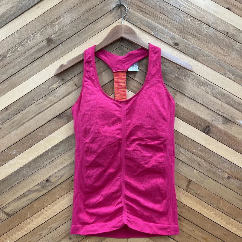 Pink Athletic Tank Top: Pink-women-XS peekaboo tank top