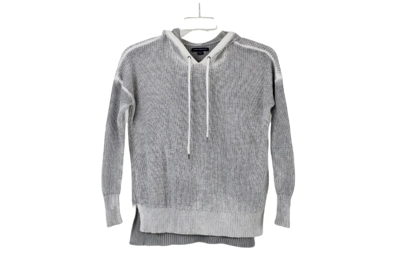 American Eagle Gray Knit Hooded Sweater | XS Cotton Fabric Linen Fabric Terry Fabric