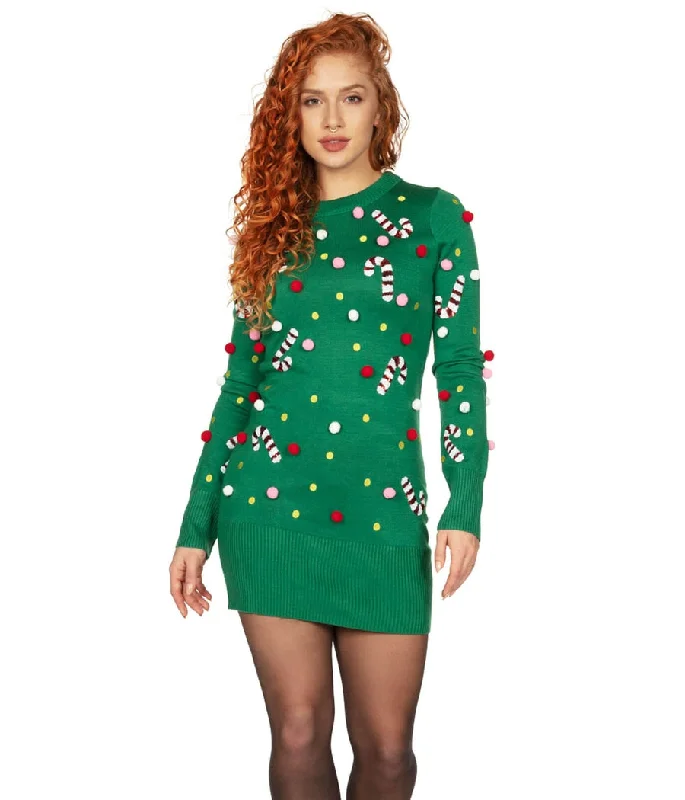 Women's Pop of Peppermint Sweater Dress Elasticated Padded Insulated