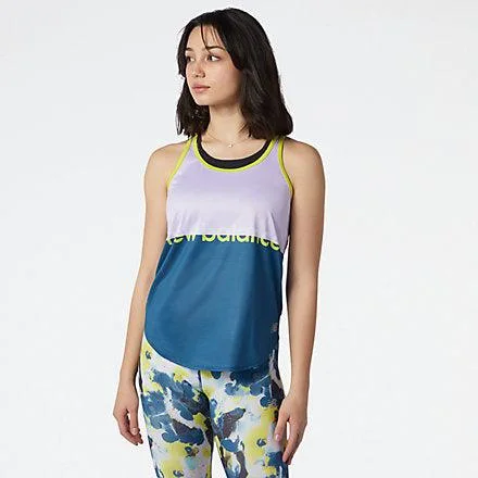 New Balance Printed Accelerate Tank- Lagoon bold tank top