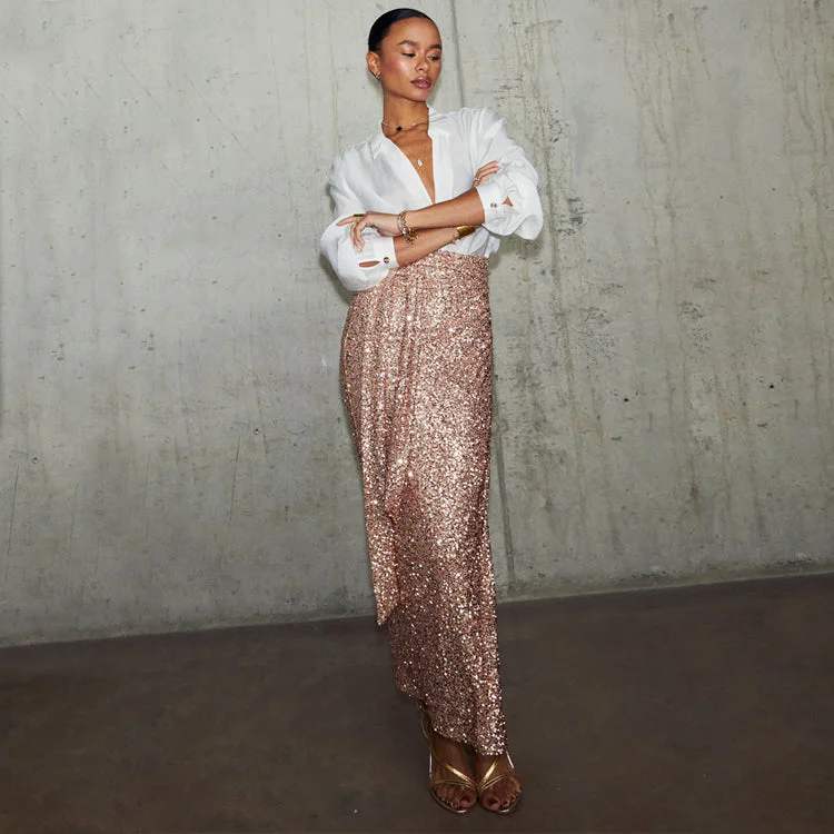 Gold Sequin Jaspre Skirt maxi skirt elegant