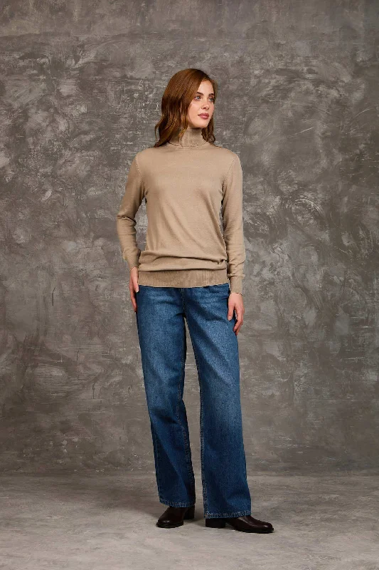 Women Regular Fit Pullover - Brown dolman Sleeve Top