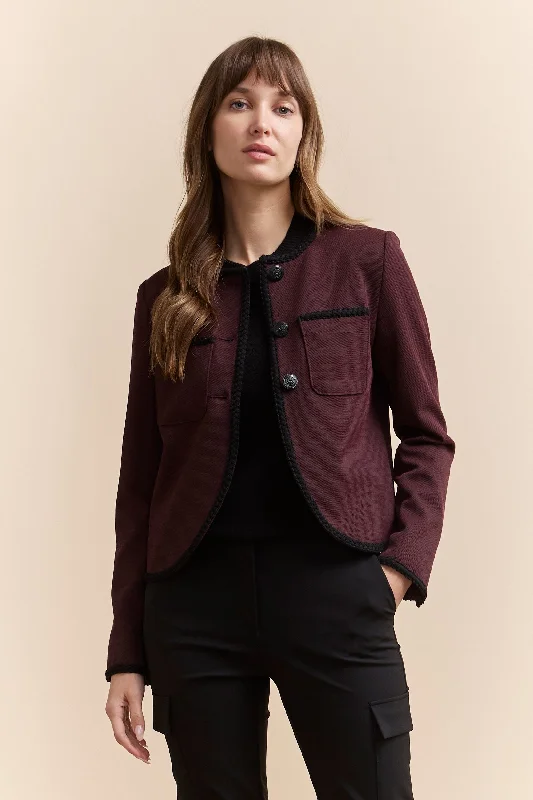 Short stretch textured jacket with pocket Tailored Jacket Straight Jacket A-Line Jacket