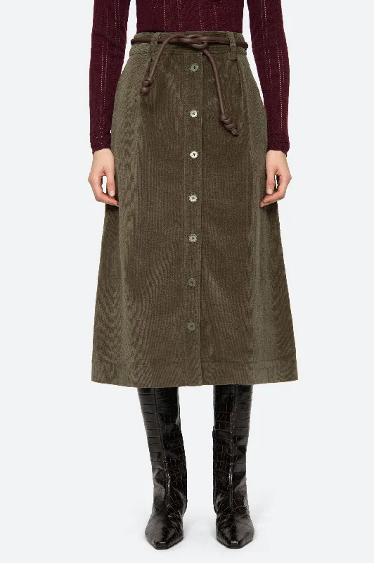 Carine Corduroy Green Skirt linen skirt relaxed
