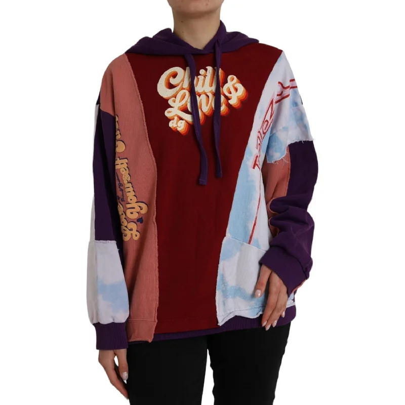 Dolce & Gabbana Multicolor Cotton Hoodie Pullover Sweater Solo Sleeve Pullover