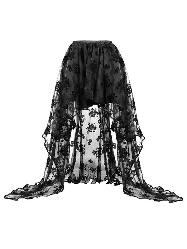 Black Halloween Steampunk Hilo Skirt chiffon skirt airy
