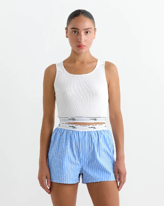 Cropped Tank in White silver tank top