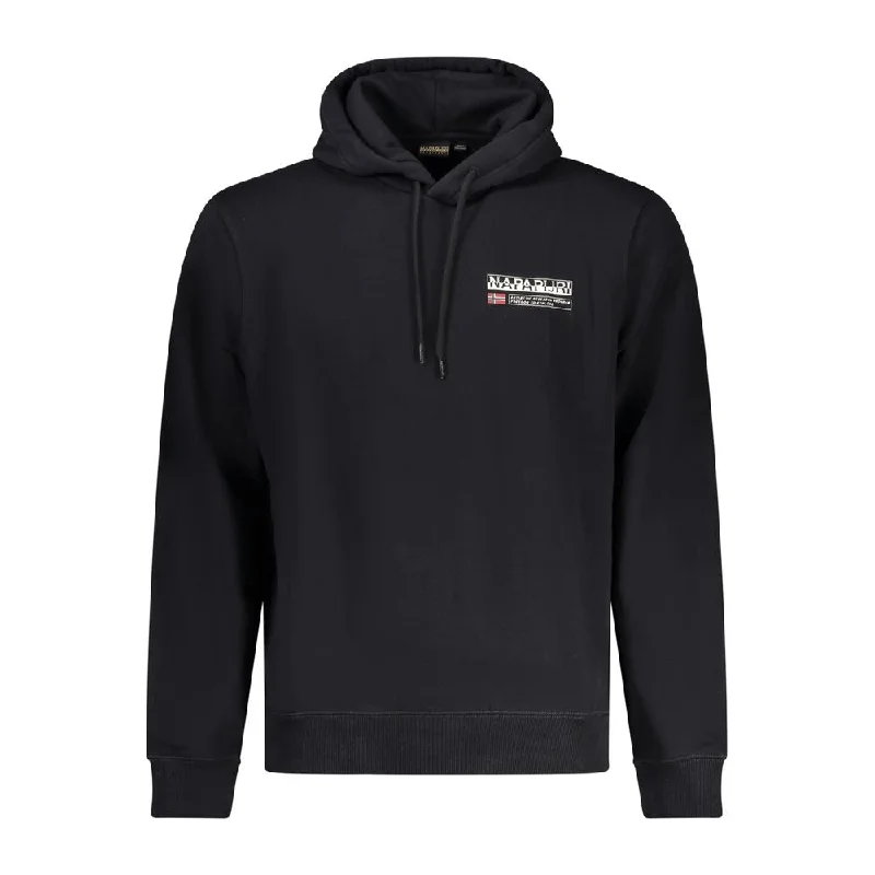 Black Cotton Sweater Hooded Caped Shawl Collar