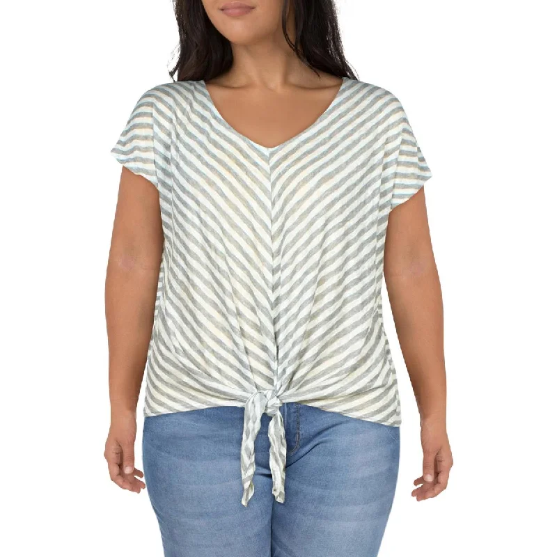 Coin 1804 Womens Plus Striped Rayon Pullover Top