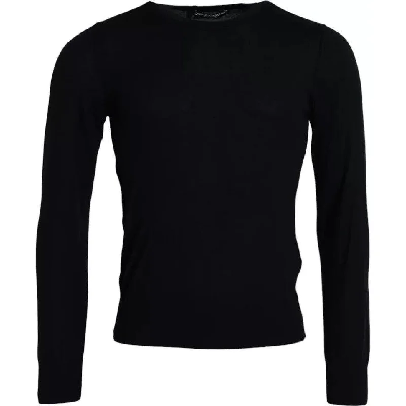 Dolce & Gabbana Black Cashmere Crew Neck Pullover Sweater Cashmere Luxurious Pullover