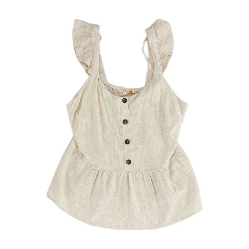 Beige Solid Tank cutout tank top