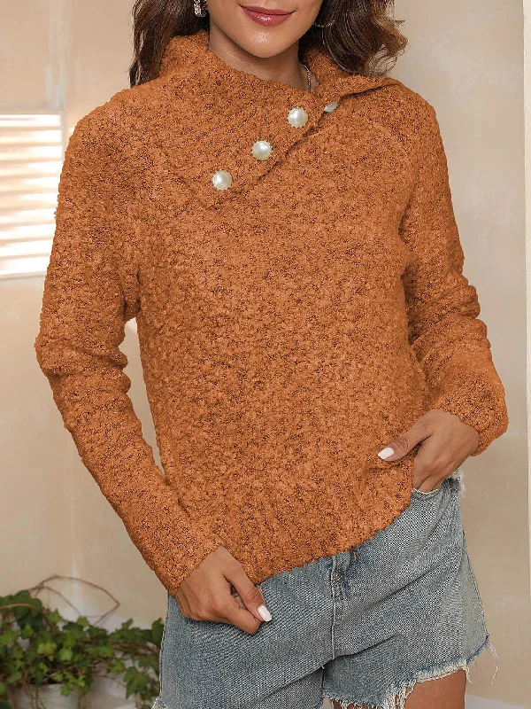 Asymmetric Collared Neck Long Sleeve Sweater Knit Fabric Woven Fabric Fleece Fabric