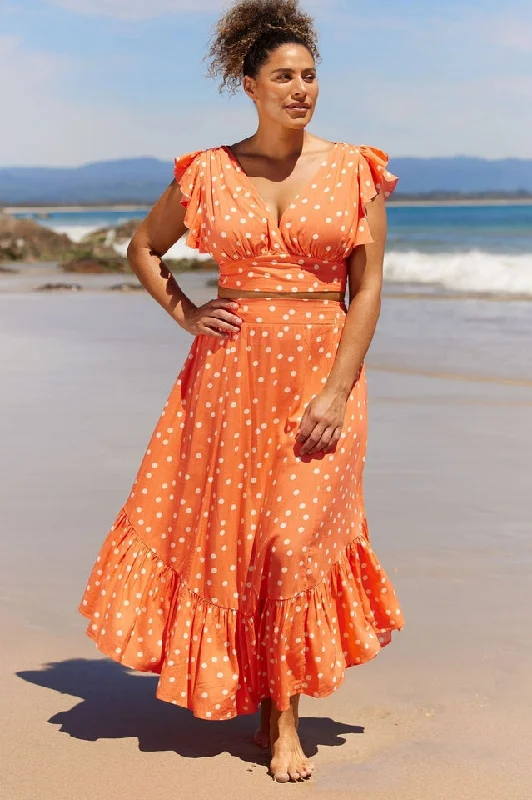Polka Dot Ruffle Tank Top + Midi Skirt Set modal blend tank