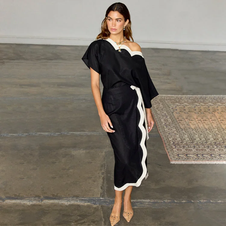 Mono Scallop Jaspre Skirt silk skirt lustrous