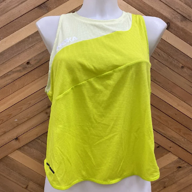 Hoka- active tank top- MSRP $ 64: Yellow -women-LG peach tank top