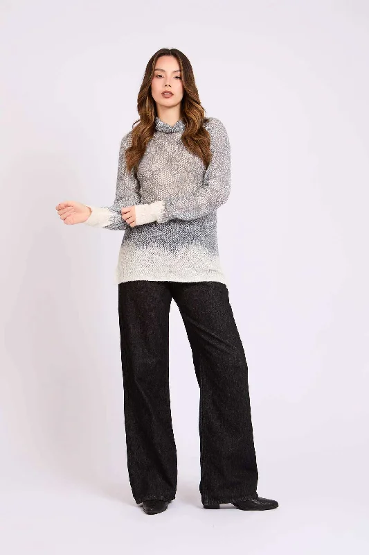 Women Regular Fit Pullover - Grey/Offwhite Soft Wool Sweater