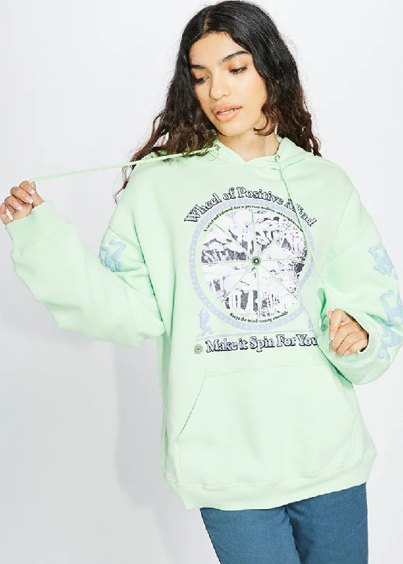 Wheel of Positive Mind Graphic Pullover Hoodie Long Bell Sleeve