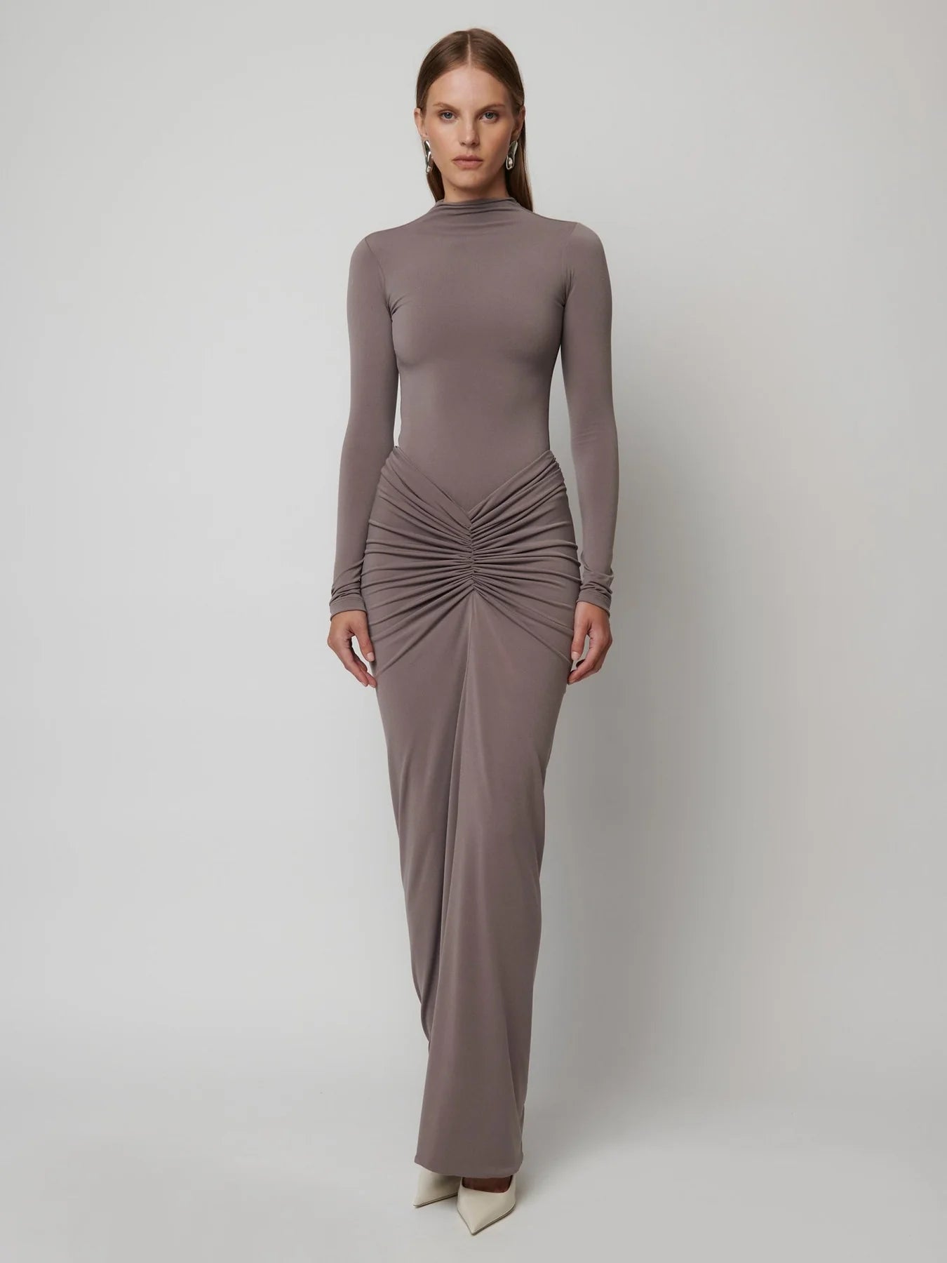 Hire EFFIE KATS Kayson Maxi Skirt in Nutmeg leather skirt modern