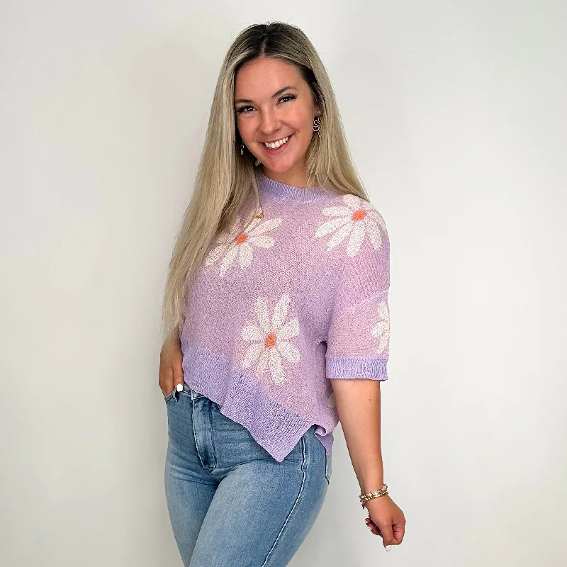 You Know it Knit Short Sleeve Purple Avery Mae Sweater Top Velvet Chenille Corduroy