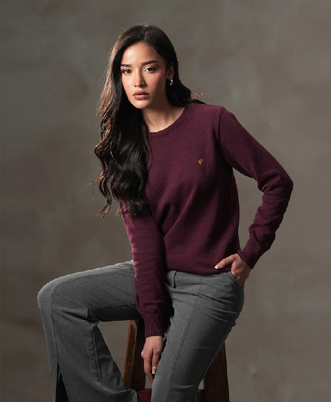 Maroon Sweater (Women) Front Pockets Side Pockets Patch Pockets