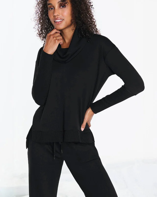 Soft Fleece Plush Cowl Neck Pullover Bell Sleeve Stylish