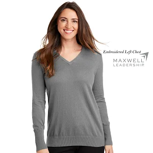 Womens V-Neck Sweater - Charcoal Heather