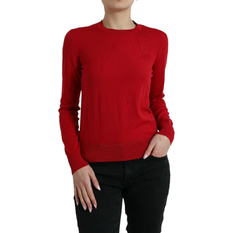 Dolce & Gabbana Radiant Red Wool Pullover Sweater Honey Neck Pullover