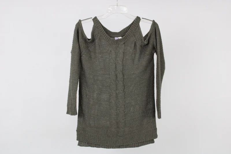 Alya Olive Green Bare Shoulder Knit Sweater | S Wool Sweater Cotton Sweater Cashmere Sweater