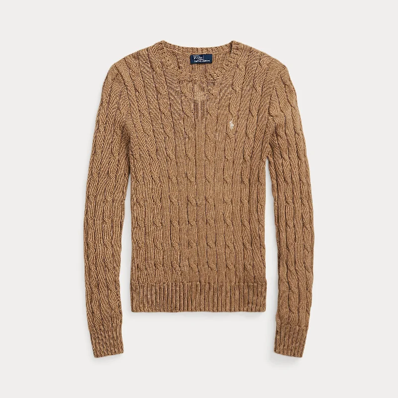 CABLE-KNIT CREWNECK SWEATER Elasticated Padded Insulated