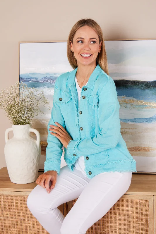 Orientique Essentials Summer Jacket - Aqua Nylon Jacket Polyester Jacket Spandex Jacket