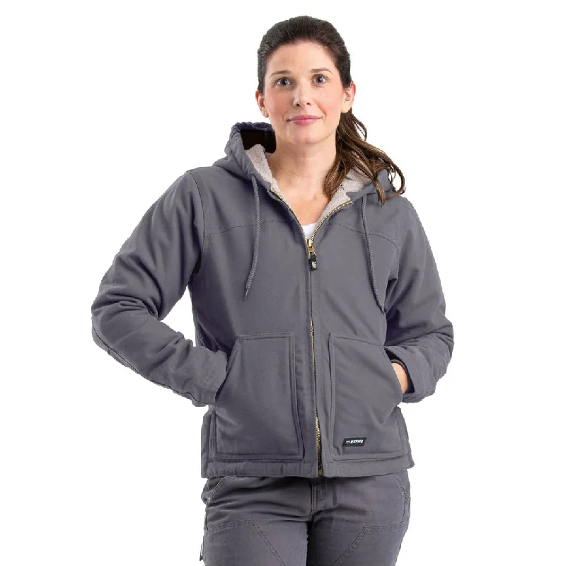 Berne Women's Sherpa-Lined Softstone Duck Hooded Work Jacket WHJ43 Corduroy Jacket Velvet Jacket Brocade Jacket