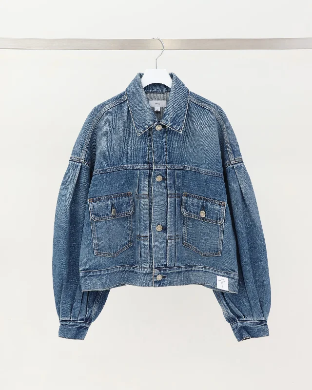 BALLOON SLEEVE DENIM JACKET / TYPE2 17445 Mesh Jacket Canvas Jacket Denim Jacket