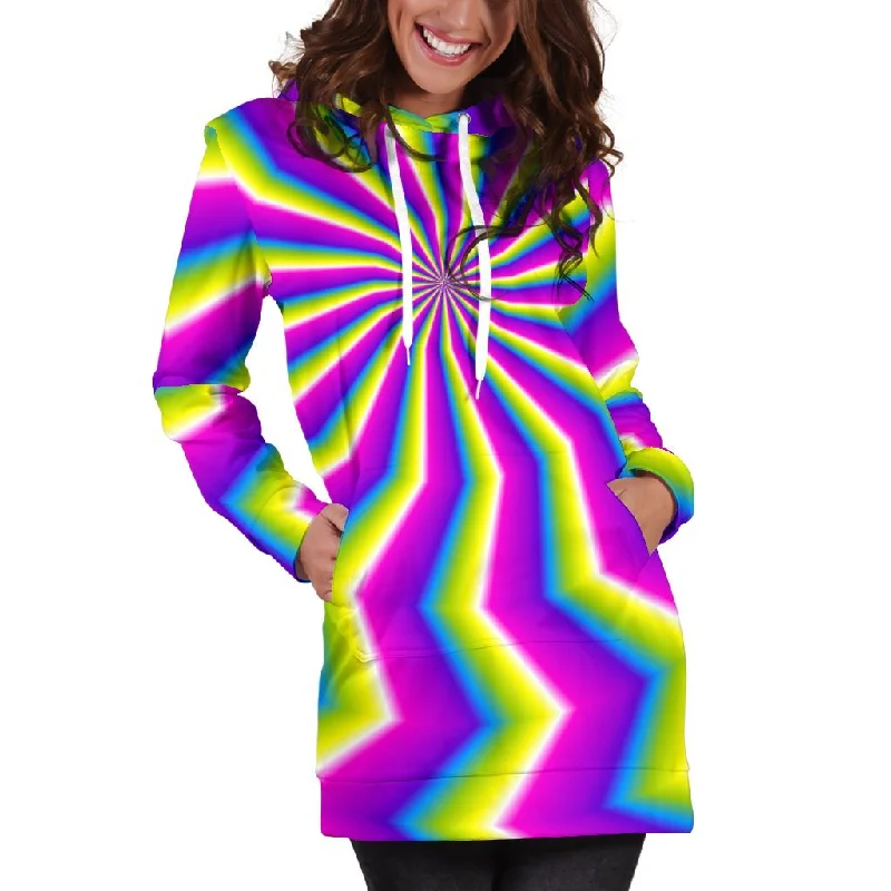 Green Dizzy Moving Optical Illusion Pullover Hoodie Dress