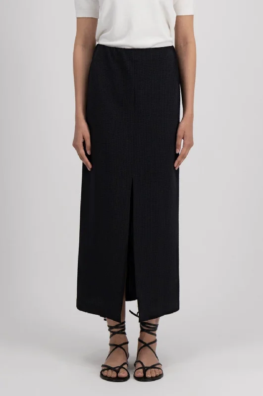 Seersucker Black Skirt silk skirt smooth