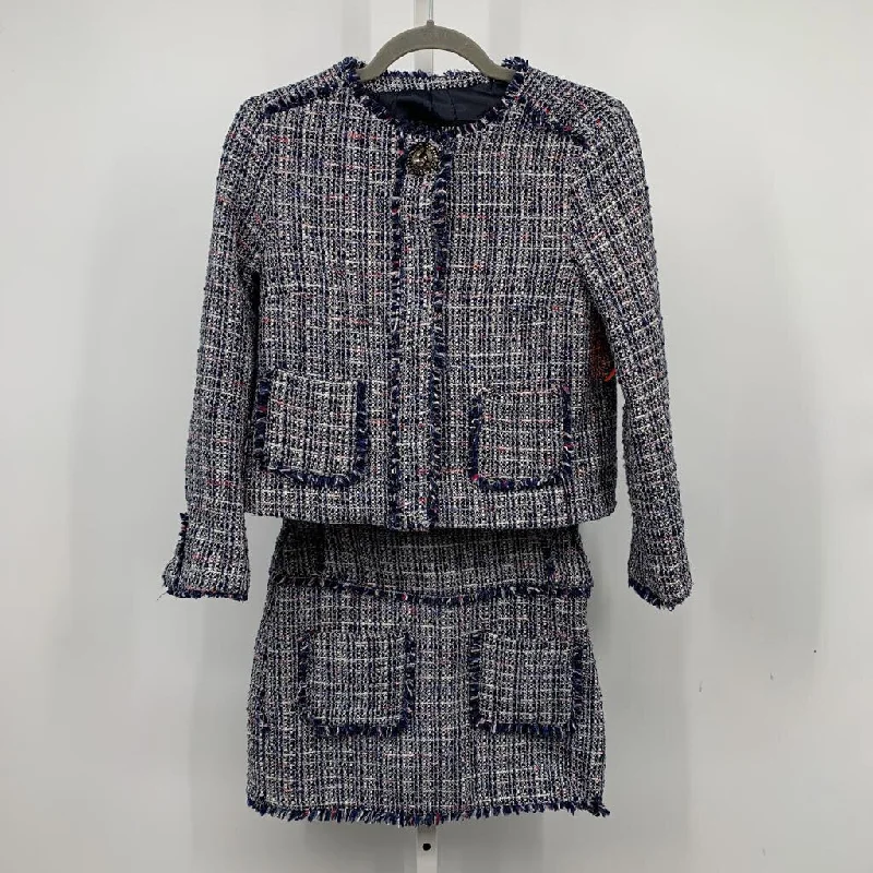 Zara Basic Skirt Set Blue Tweed S cashmere skirt soft