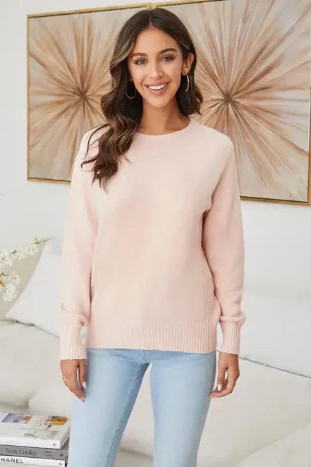Rib Detail Pullover Sweater Leg Sleeve Comfort