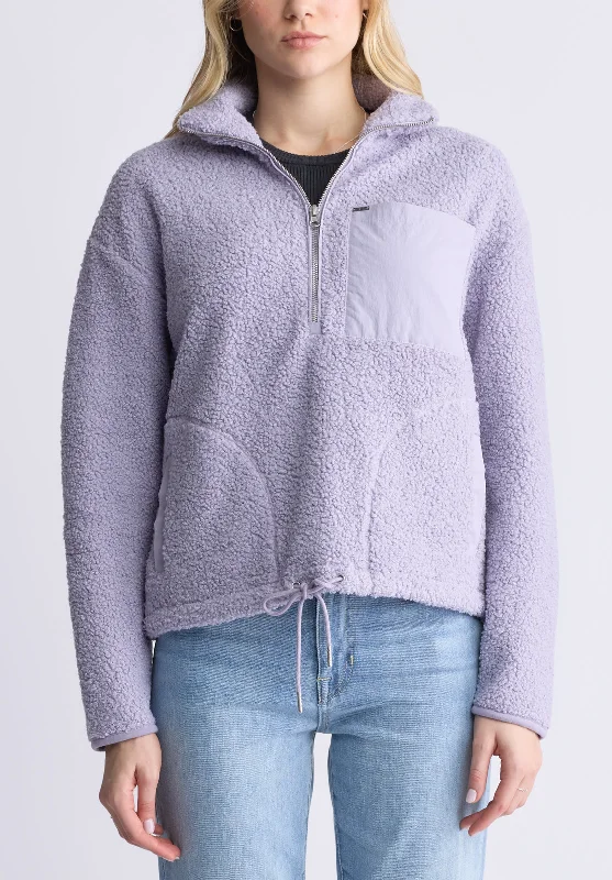Sena Women's Sherpa Jacket with Chest Pocket, Thistle Purple - JK0036F Welt Pockets Slit Pockets Flap Pockets