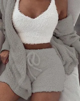 Long Sleeve Crop Tank Top Shorts Pajama Set flirty tank top