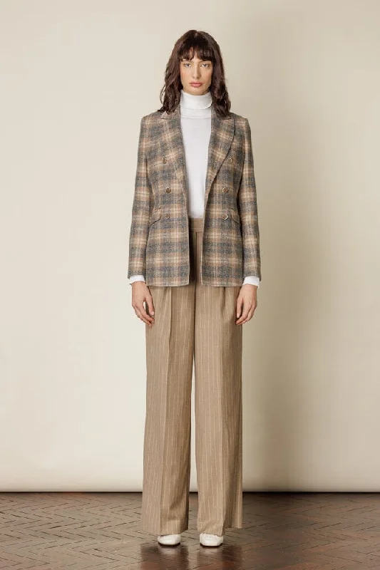 Heidi DB Jacket - Beige and Grey Wool / Alpaca Denim Jacket Leather Jacket Suede Jacket