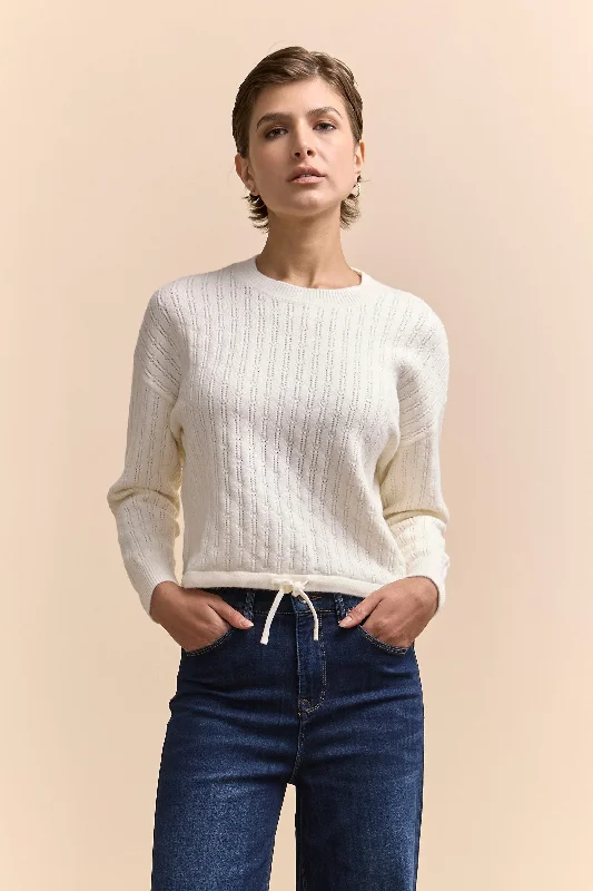 Textured sweater with drawstring Rayon Fabric Velvet Fabric Corduroy Fabric