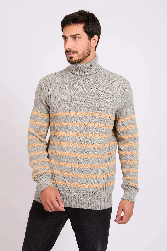 Men Regular Fit Pullover - Grey Sheath Sleeve Elegant