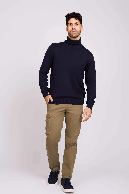 Men Regular Fit Pullover - Blue Wrist Length Sleeve