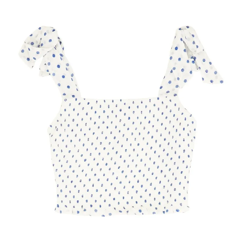 White Polka Dot Cropped Tank peach tank top