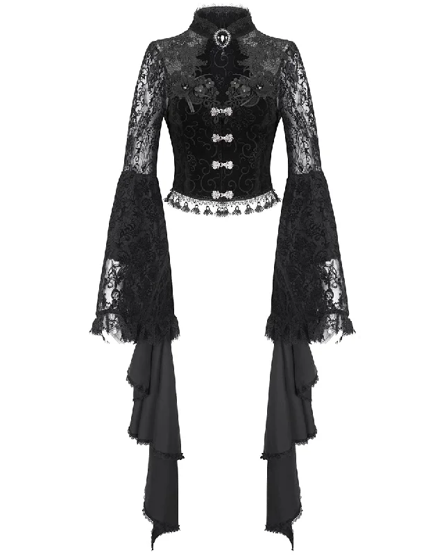 Eva Lady Dark Baroque Gothic Velvet & Lace Jacket Oversized Jacket Tailored Jacket Straight Jacket