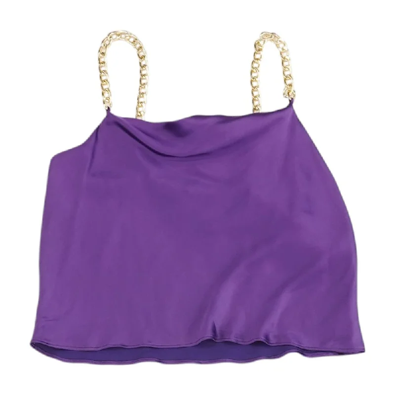 Purple Solid Cropped Tank lace back tank