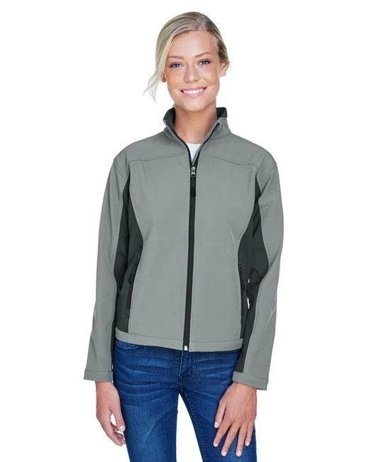 Devon & Jones Ladies' Soft Shell Colorblock Jacket D997W Zippered Front Buttoned Front Snap Front