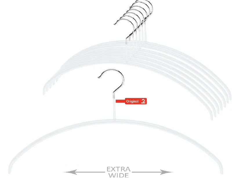 Euro Shirt, Sweater, Non-Slip Steel Clothing Hanger, Wide Version, Model 46P, White Elegant Classic Vintage