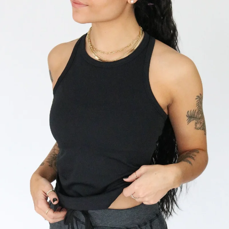 Go-To Waist-Length Racerback Tank Top strappy tank top